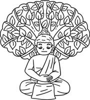 Buddhism Buddha Under Bodhi Tree Isolated Coloring vector