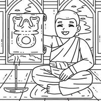 Buddhism Buddhist Monk Triratna Scroll Coloring vector