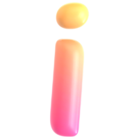 Gradient letter i font 3d rendering png