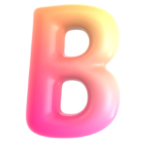 Gradient letter B font 3d render png