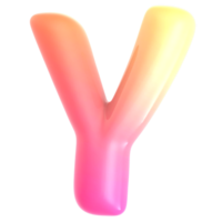 Gradient letter Y font 3d render png