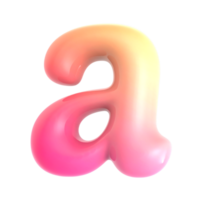 Gradient letter a font 3d rendering png