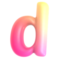 Gradient letter d font 3d rendering png