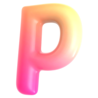 Gradient letter P font 3d render png