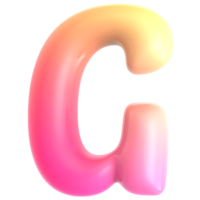 Gradient letter G font 3d render png