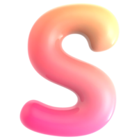 Gradient letter s font 3d rendering png