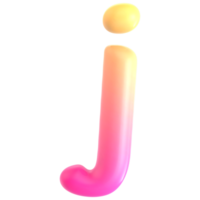 Gradient letter j font 3d rendering png