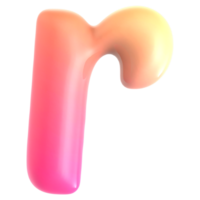 Gradient letter r font 3d rendering png
