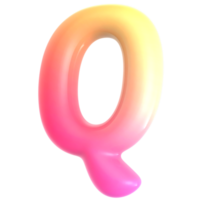 Gradient letter Q font 3d render png
