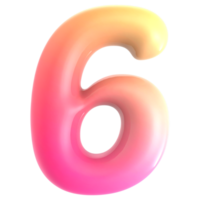 Gradient Number 6 3d rendering png