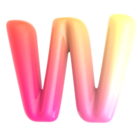 Gradient letter W font 3d render png