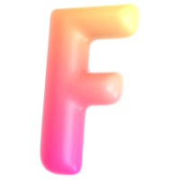 Gradient letter F font 3d render png