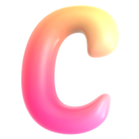 Gradient letter C font 3d render png
