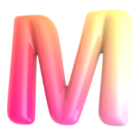 Gradient letter M font 3d render png