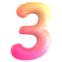 degradado número 3 3d representación png