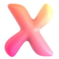 Gradient letter x font 3d rendering png