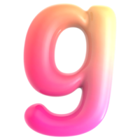 Gradient letter g font 3d rendering png