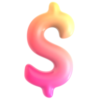 Gradient Dollar 3d rendering png