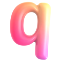 Gradient letter q font 3d rendering png