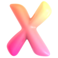 Gradient letter X font 3d render png