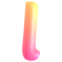 Gradient letter l font 3d rendering png