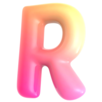 Gradient letter R font 3d render png