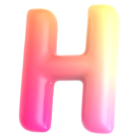 Gradient letter H font 3d render png