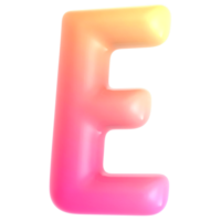 Gradient letter E font 3d render png