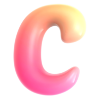 Gradient letter c font 3d rendering png