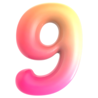 Gradient Number 9 3d rendering png