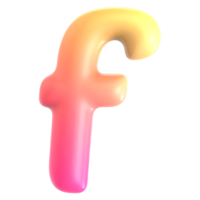 Gradient letter f font 3d rendering png
