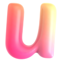 Gradient letter u font 3d rendering png