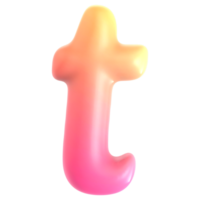Gradient letter t font 3d rendering png
