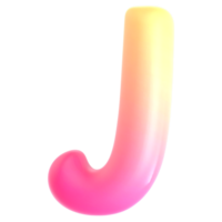 Gradient letter J font 3d render png