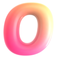 Gradient letter o font 3d rendering png