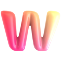 Gradient letter w font 3d rendering png