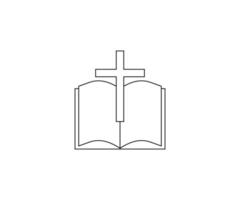 Bible, book, cross icon. illustration, flat design. vector