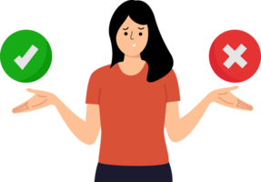 choice and doubt concept or dilemma problem making decision choosing between two options opposite png