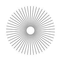 Radial circle lines template. Circular lines graphic element. Symbol of Sun star rays. Flat design element. Spokes with radiating stripes. Abstract illusion geometric shape on a white background. vector