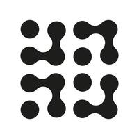 Connected dots sign. Black connected blobs. Innovation abstract symbol isolated on a white background. Circles simple organic pattern. Metaball flat icon. Point movement. Metaballs transition logotype vector