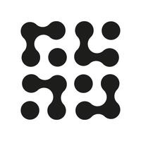 Connected dots sign. Circles fluid minimal organic pattern. Innovation abstract symbol. Metaball icon. Point movement. Connected blobs. Metaballs transition. Flat logotype template. vector