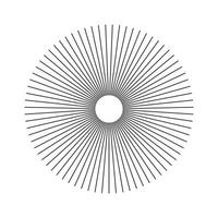Radial circle lines. Circular lines template. Symbol of Sun star rays. Flat element isolated on a white background. Spokes with radiating stripes. Abstract illusion geometric shape. vector