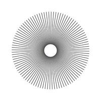 Radial lines pattern. Abstract geometric graphic element. Spokes radiating stripes icon. Circular lines shape. Symbol of Sun star rays. Flat design template isolated on a white background. vector