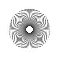 Radial circle radiation lines. Sun star rays, burst. Circulars lines beams. Spokes, radiating stripes grid. Flat graphic template. Abstract illusion geometric pattern isolated on a white background. vector