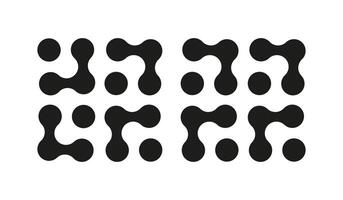 Metaball icons. Connected dots symbols. Abstract circles patterns. Design elements, template. Logotype. Graphic illustration isolated on a white background. vector