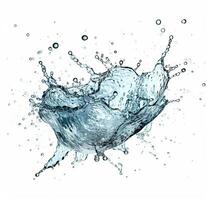 blue water splash isolated on white background. 3d render illustration. photo