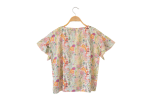 flower print on woman clothes. png