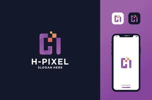 initial h logo negative space best for technology business vector