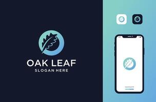 oak leaf negative space logo design premium vector