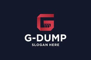 letter g with dump negative space logo design. dumpster service. vector